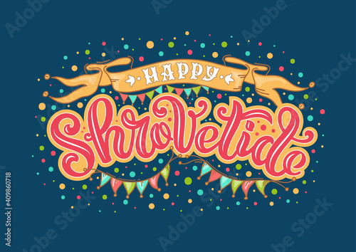 Vector illustration for traditional festival Shrovetide. Hand-drawn lettering for cards, banners, posters and any type of artwork for holiday Carnival.