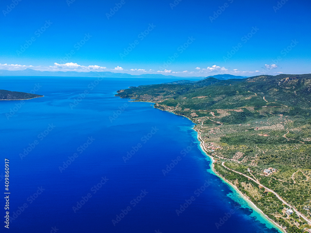 Fototapeta premium Aerial panoramic view of Peristera island located close to Alonnisos in Sporades, Greece
