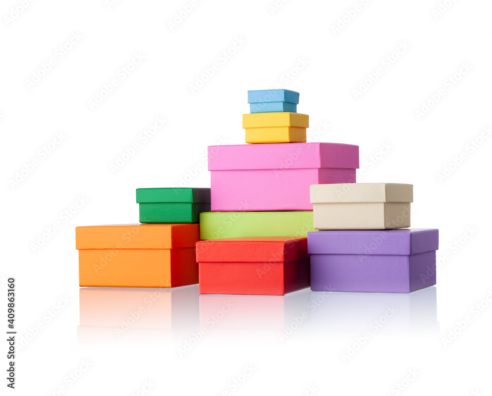 Obraz premium Geschenkkartons in verschiedenen Größen und Farben