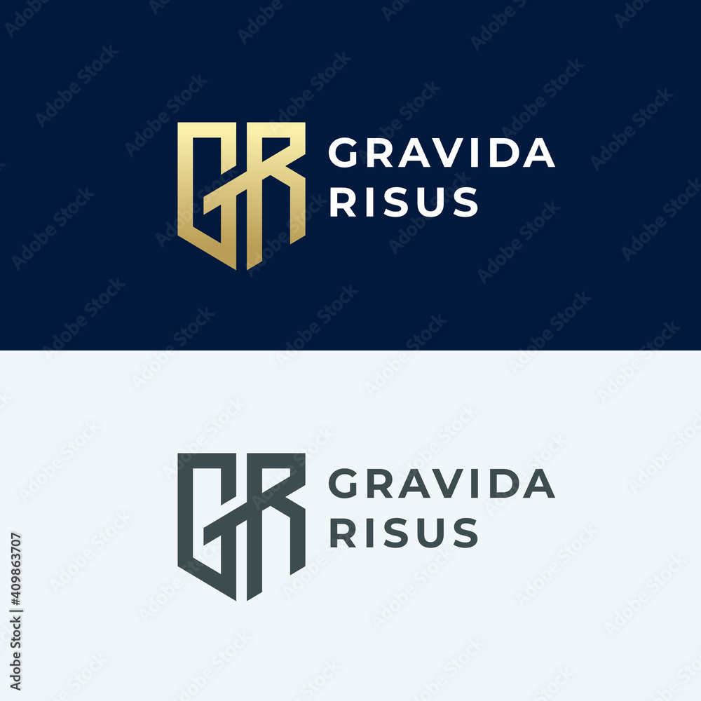 GR. Monogram of Two letters G and  R. Luxury, simple and elegant GR logo design. Vector template.
 - obrazy, fototapety, plakaty 