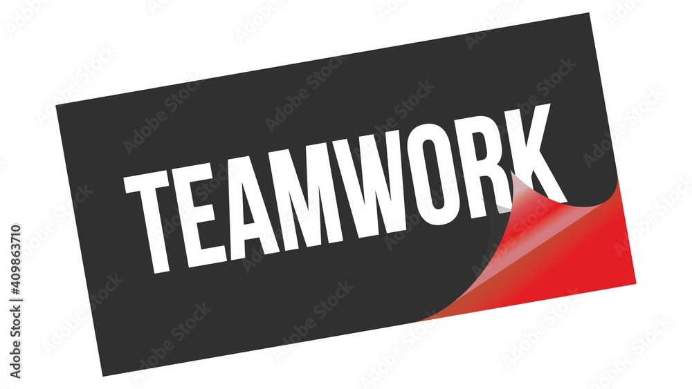 TEAMWORK text on black red sticker stamp. TEAMWORK text on black red sticker stamp.