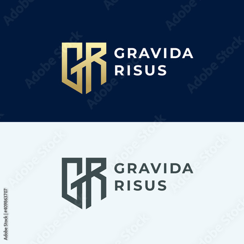 GR. Monogram of Two letters G and  R. Luxury, simple and elegant GR logo design. Vector template.
