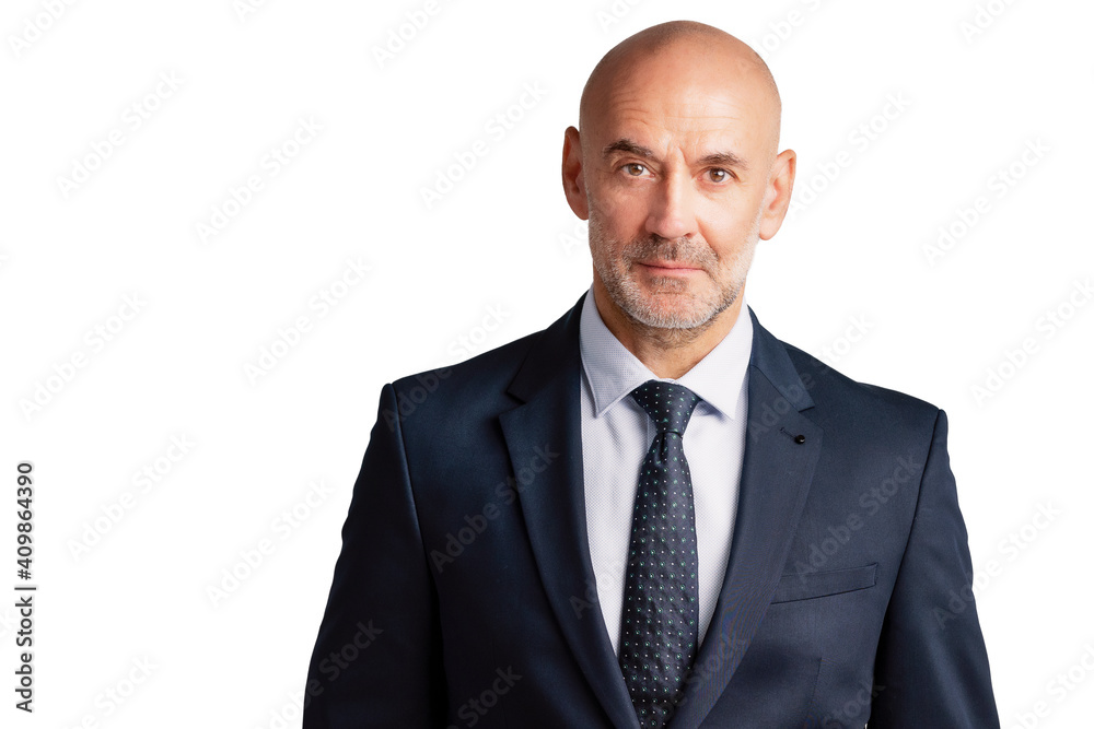 Confident senior businessman portrait while standing at isolated white background Confident senior businessman portrait while standing at isolated white background