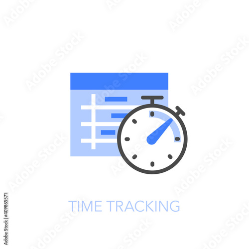 Time tracking symbol with a stopwatch and a time plan table. Easy to use for your website or presentation.