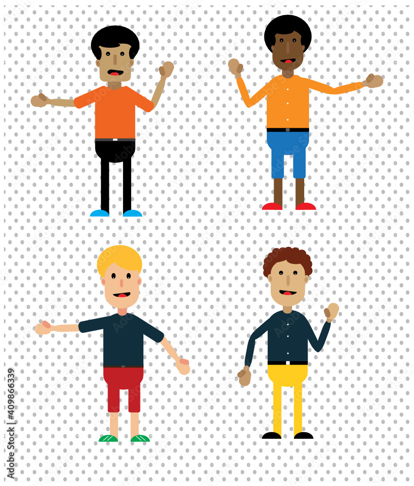 A set of simple cartoon vectors of males making arm gestures, arms are all fully adjustable A set of simple cartoon vectors of males making arm gestures, arms are all fully adjustable