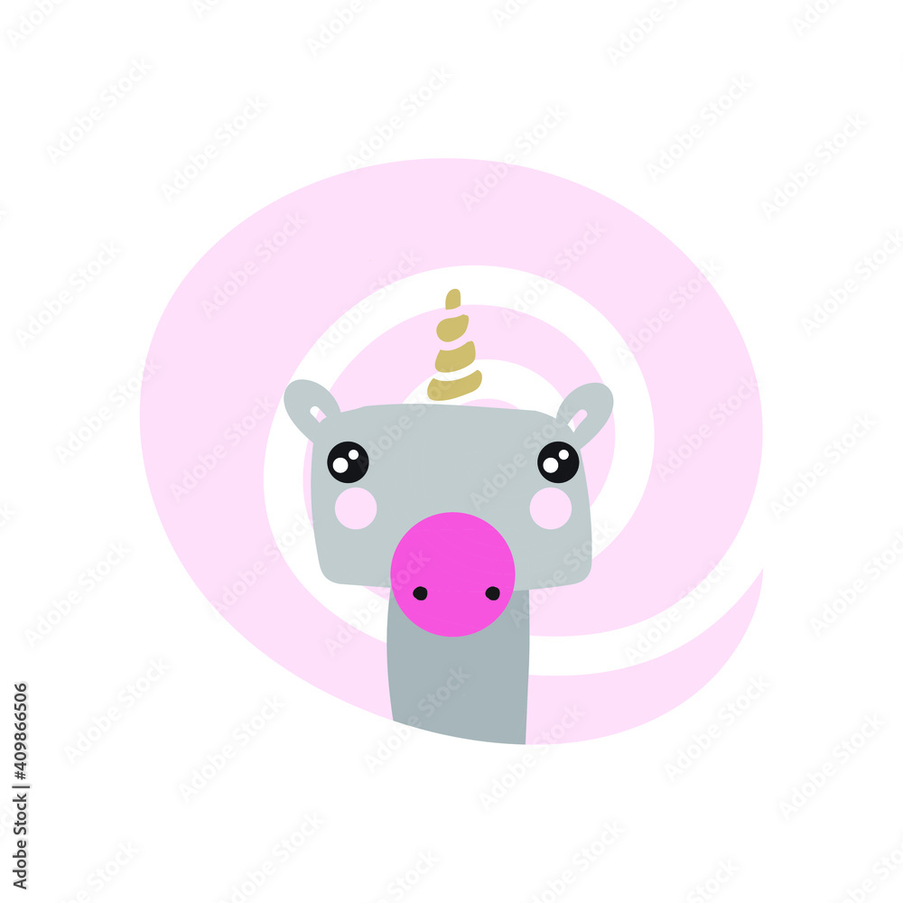 Drawing of a uniconio baby. Funny children's image. Editable vector. Drawing of a uniconio baby. Funny children's image. Editable vector.
