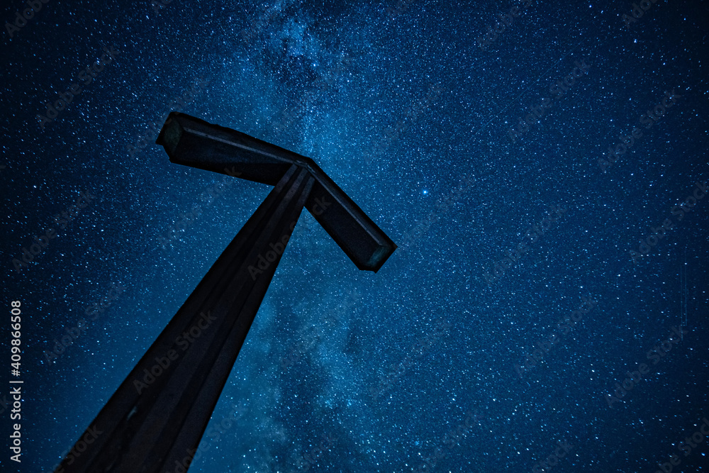 Arrow representing growth concept on starry sky background Arrow representing growth concept on starry sky background