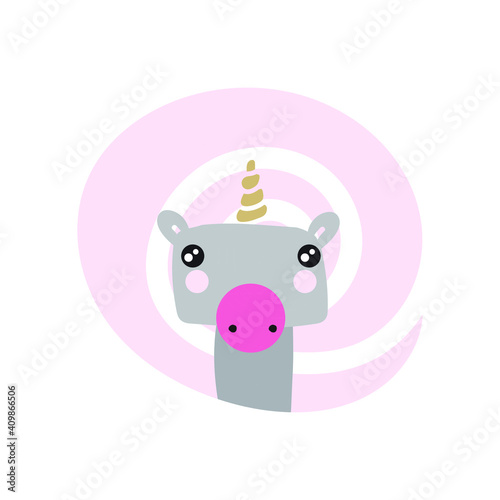 Drawing of a uniconio baby. Funny children's image. Editable vector. photo