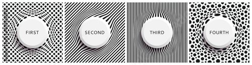 Background with convex hemisphere. Volumetric composition with optical illusion. 3d dynamic vector illustration for cover, banner, flyer or presentation.
