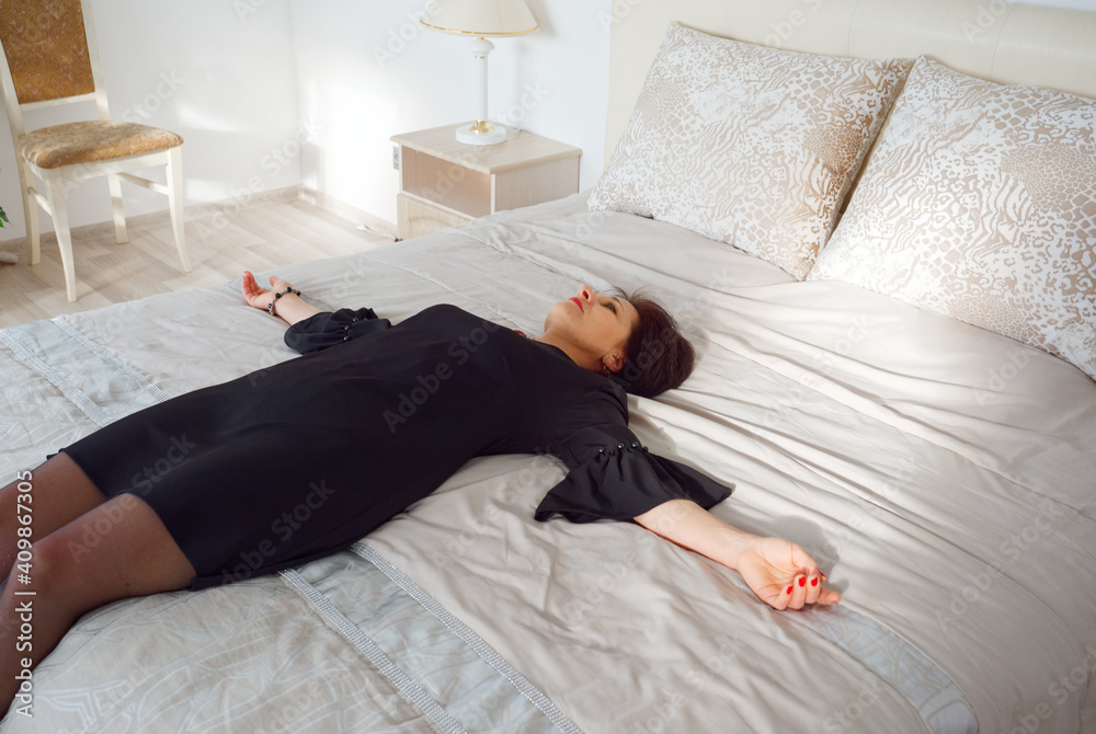 portrait of a girl on a big bed portrait of a girl on a big bed