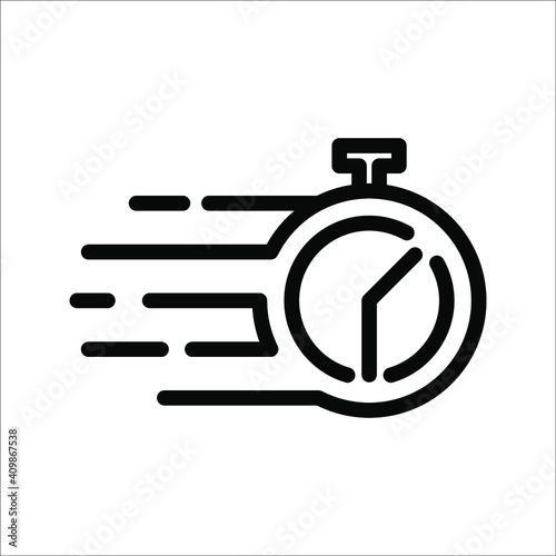 Fast time delivery icon, deadline concept, clock speed, flat icon, vector illustration on white background. color editable
