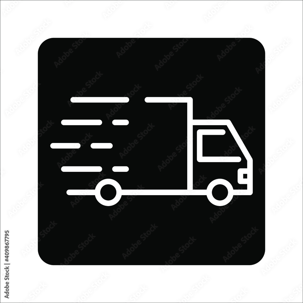 Fast shipping delivery truck flat vector icon for apps and websites Fast shipping delivery truck flat vector icon for apps and websites