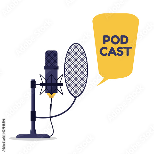 Podcast or radio logo design using microphone