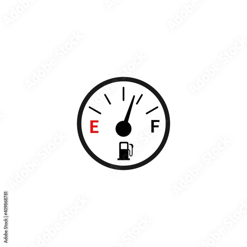 Fuel gauge, fuel indicator, Gasoline indicator, fuel meter icon logo vector concept design isolated on white background