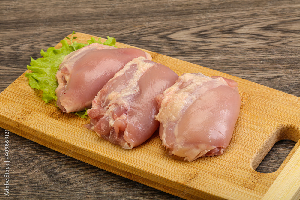 Raw chicken boneless and skinless leg Raw chicken boneless and skinless leg