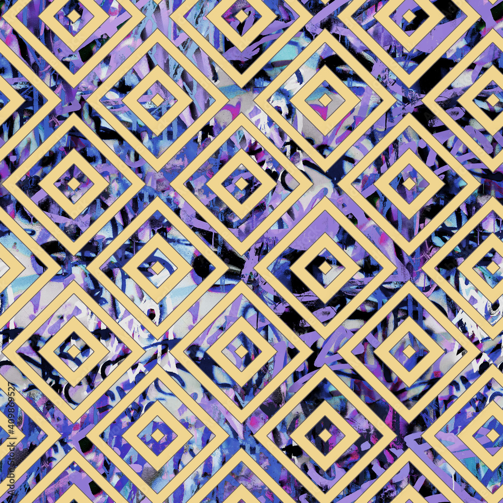Grunge Brush Textured Geometric Pattern Trendy Fashion Colors Graffiti Surface