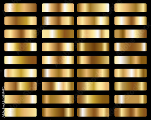 Big Set Of Metallic Gold Gradients, Vector Illustration