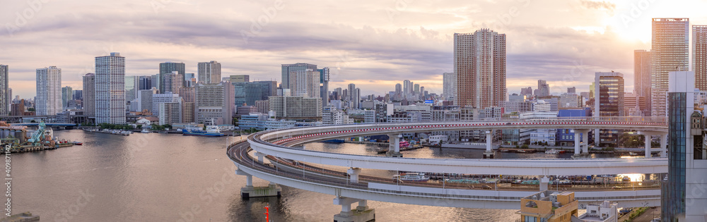 Panorama view of Shibaura area in Tokyo Panorama view of Shibaura area in Tokyo