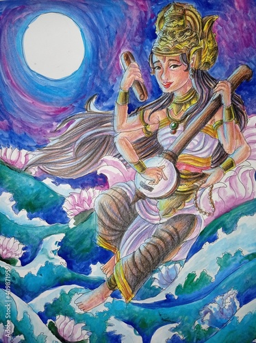 Painting of Goddess Sarasvati