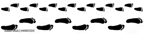 Image of footprints of baby and adult isolated,vector silhouettes, parenthood concept, barefoot