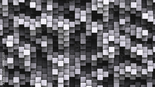 Fototapeta Naklejka Na Ścianę i Meble -  Textured background. Square cells. Shades of gray.