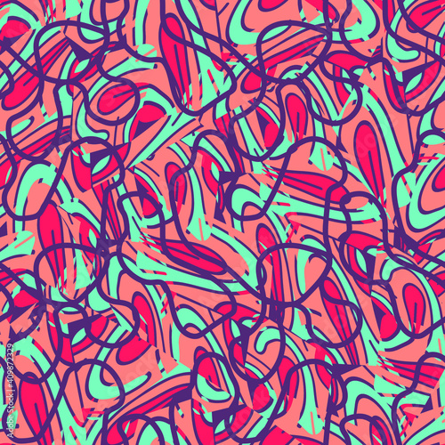 Seamless absract urban pattern with chaotic colorful shapes