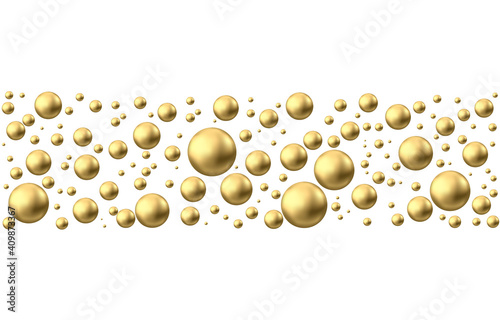 Gold sphere or oil bubble isolated on white background.