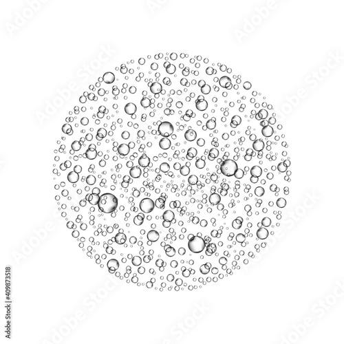 Effervescent soluble tablet bubbles isolated on white background.