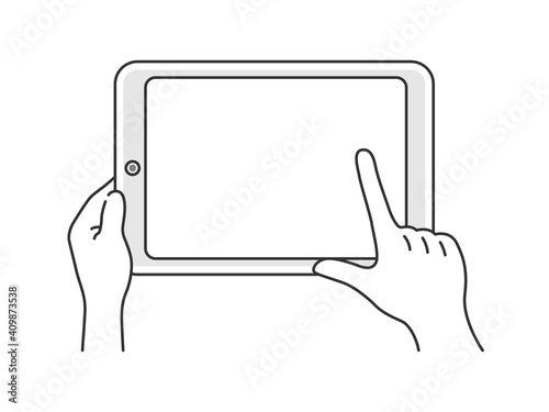 タブレットPCを指で操作するイラスト