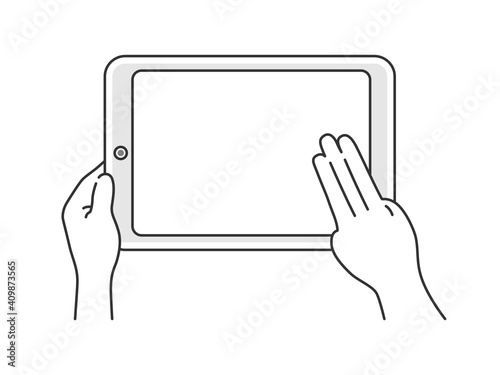 タブレットPCを指で操作するイラスト