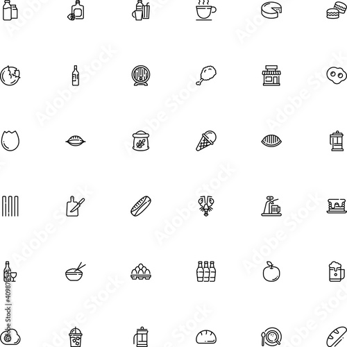 icon vector icon set such as: delicacy, coffe, eating, garden, sale, commercial, farfalle, semifinished, cone, part, oktoberfest, soda, seafood, sliced, plant, pistachio, grape, cappuccino, brewing