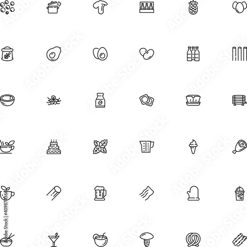 icon vector icon set such as: dish, drawn, birthday, beaker, idea, vodka, herbs and spices, cannelloni, modern, barrel, holder, carbohydrates, preparation, salt, scale, bake, away, vanilla