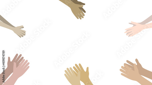White background with human hands clapping ovation illustration.