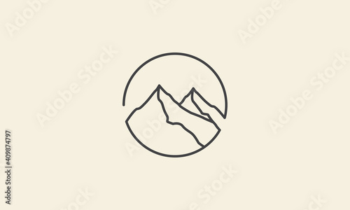 mountain unique line circle logo symbol icon vector graphic design illustration