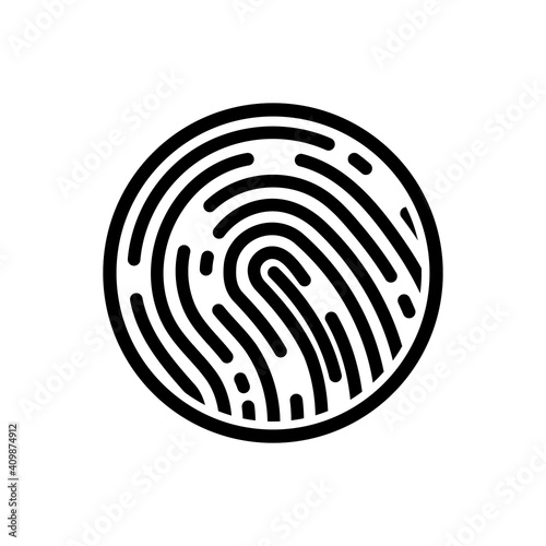 Fingerprint icon. Black thumbprint icon. Vector illustration