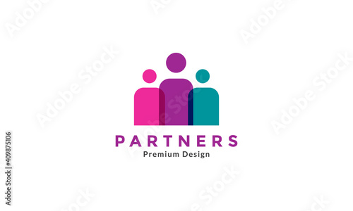 three people group abstract logo symbol icon vector graphic design illustration