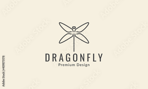 simple insect line dragonfly logo symbol icon vector graphic design illustration