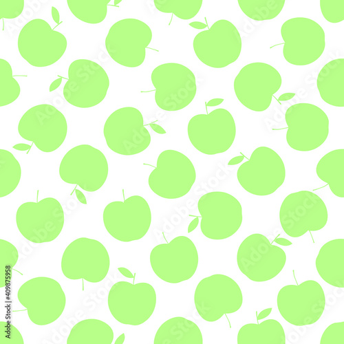 white seamless pattern of green apples