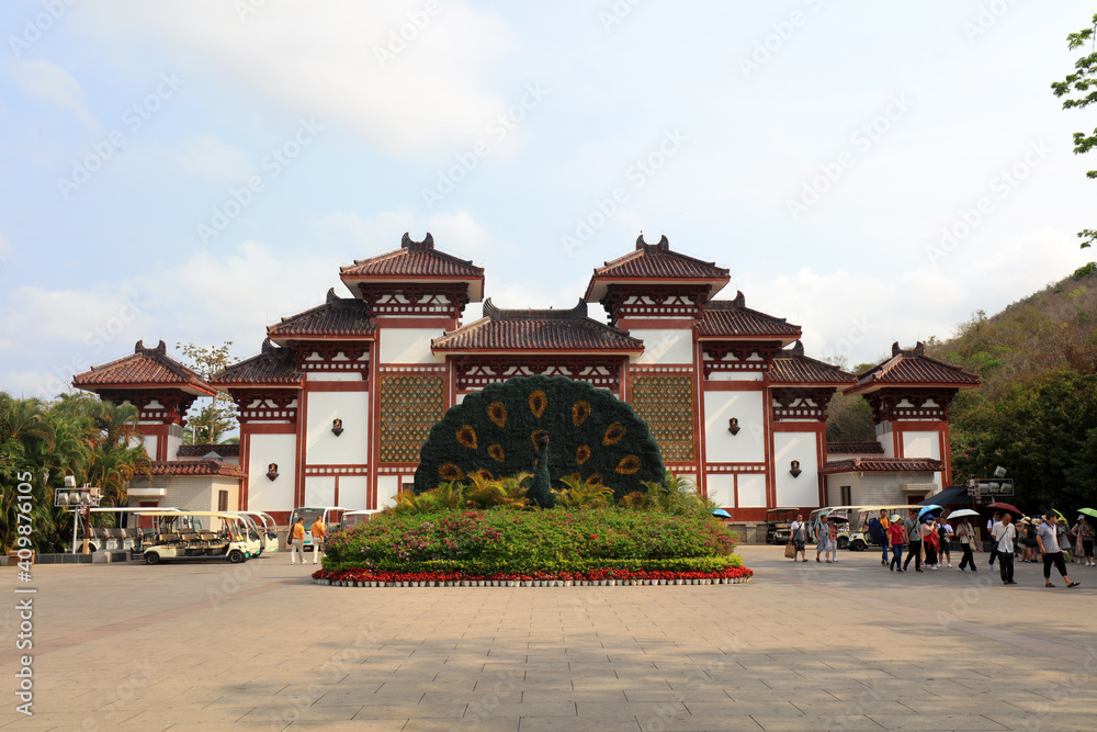 Architectural scenery of Buddhist cultural tourism area, Sanya City, Hainan Province, China