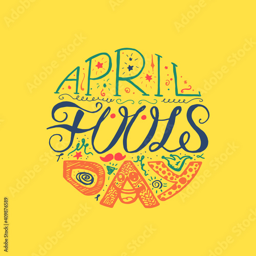 April fools day had drawn calligraphy poster