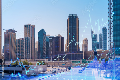 Canvas Print Cityscape skyscrapers of downtown, UAE