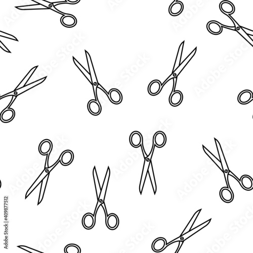 scissors seamless white pattern, black and white, barbershop design, barber tool