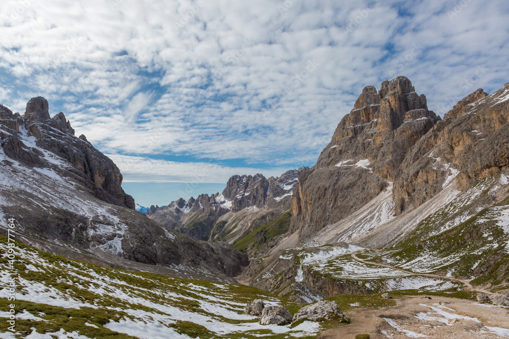 rock formations of vajolet valley and towers in italian dolomites