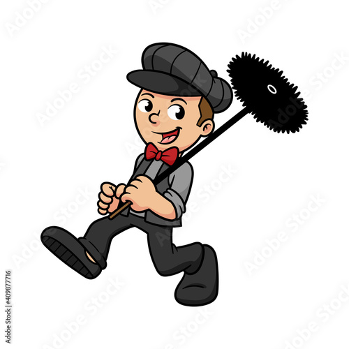 Cartoon Chimney Sweep Character Illustration
