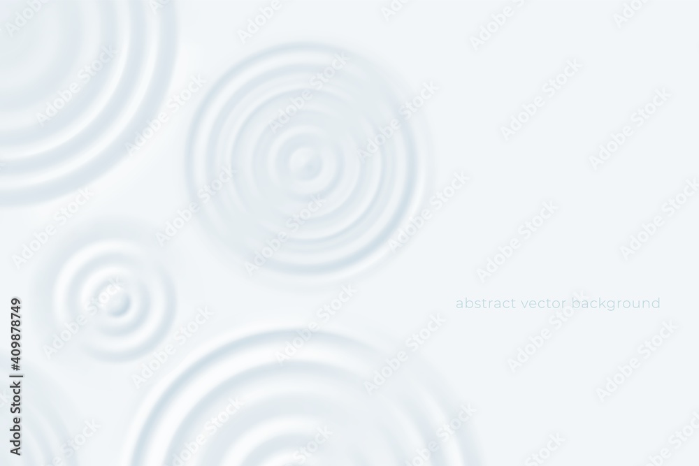 Ripple rounds background. Milk puddles surface, top view cosmetic cream circles. Lotion or dairy product swirl, white dip vector banner. Illustration wave circle ripple puddle, liquid and cream