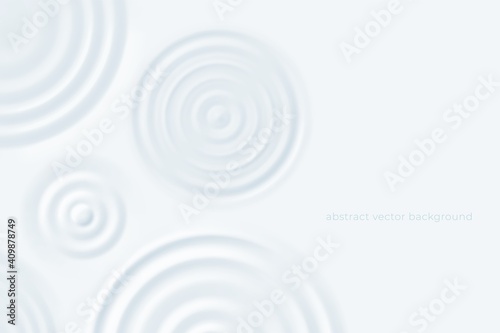 Ripple rounds background. Milk puddles surface, top view cosmetic cream circles. Lotion or dairy product swirl, white dip vector banner. Illustration wave circle ripple puddle, liquid and cream