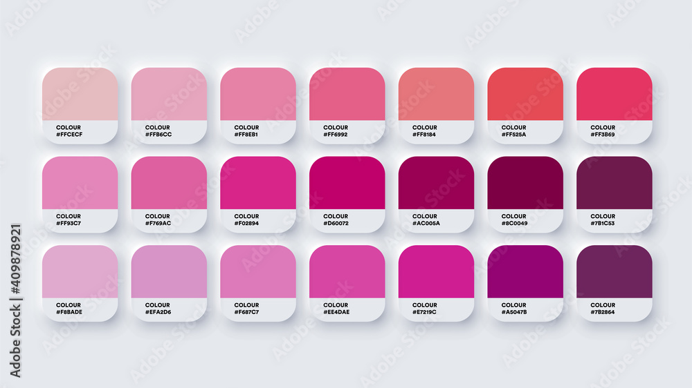Pantone Colour Palette Catalog Samples Pink In Rgb Hex Neomorphism