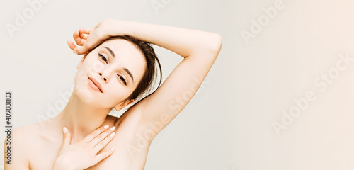 Young woman with good natural skin beauty portrait photo
