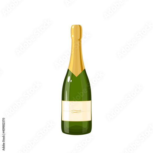 Bottle of champagne wine. Vector illustration cartoon flat icon isolated on white background.