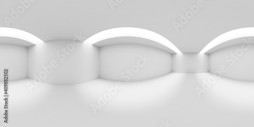 Abstract white room with lights in ceiling HDRI map photo